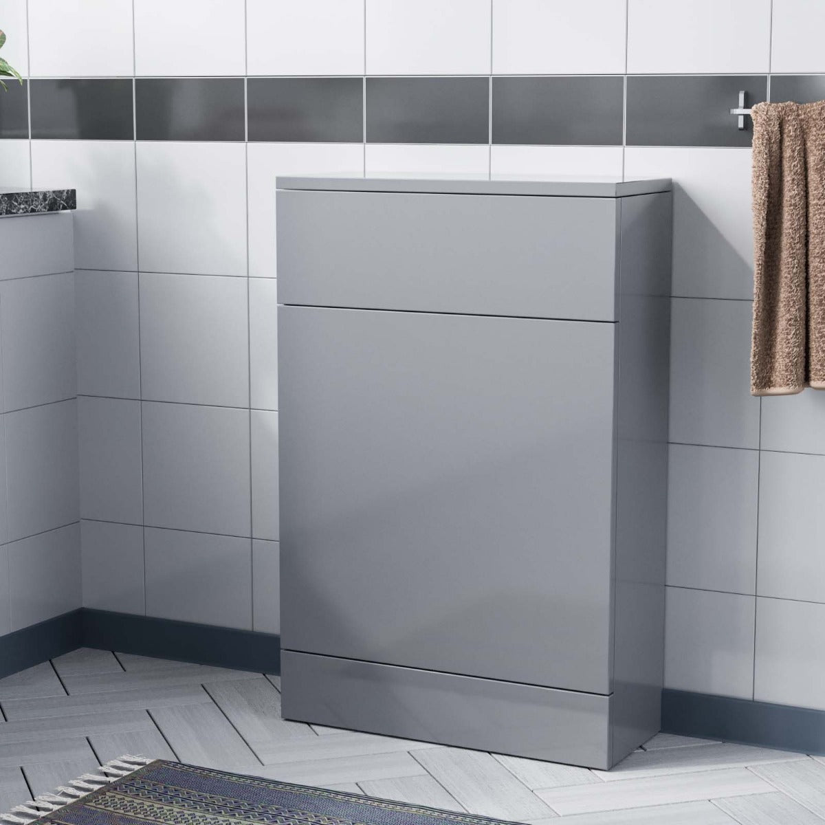 Nanuya Back To Wall Grey Gloss Toilet Cistern Unit W500mm x D200mm Flat Pack