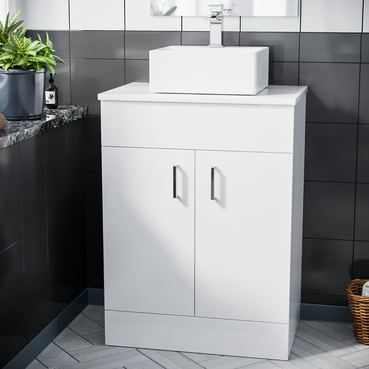 Nanuya 500mm White Vanity Cabinet and Small Rectangle Counter Top Basin Unit