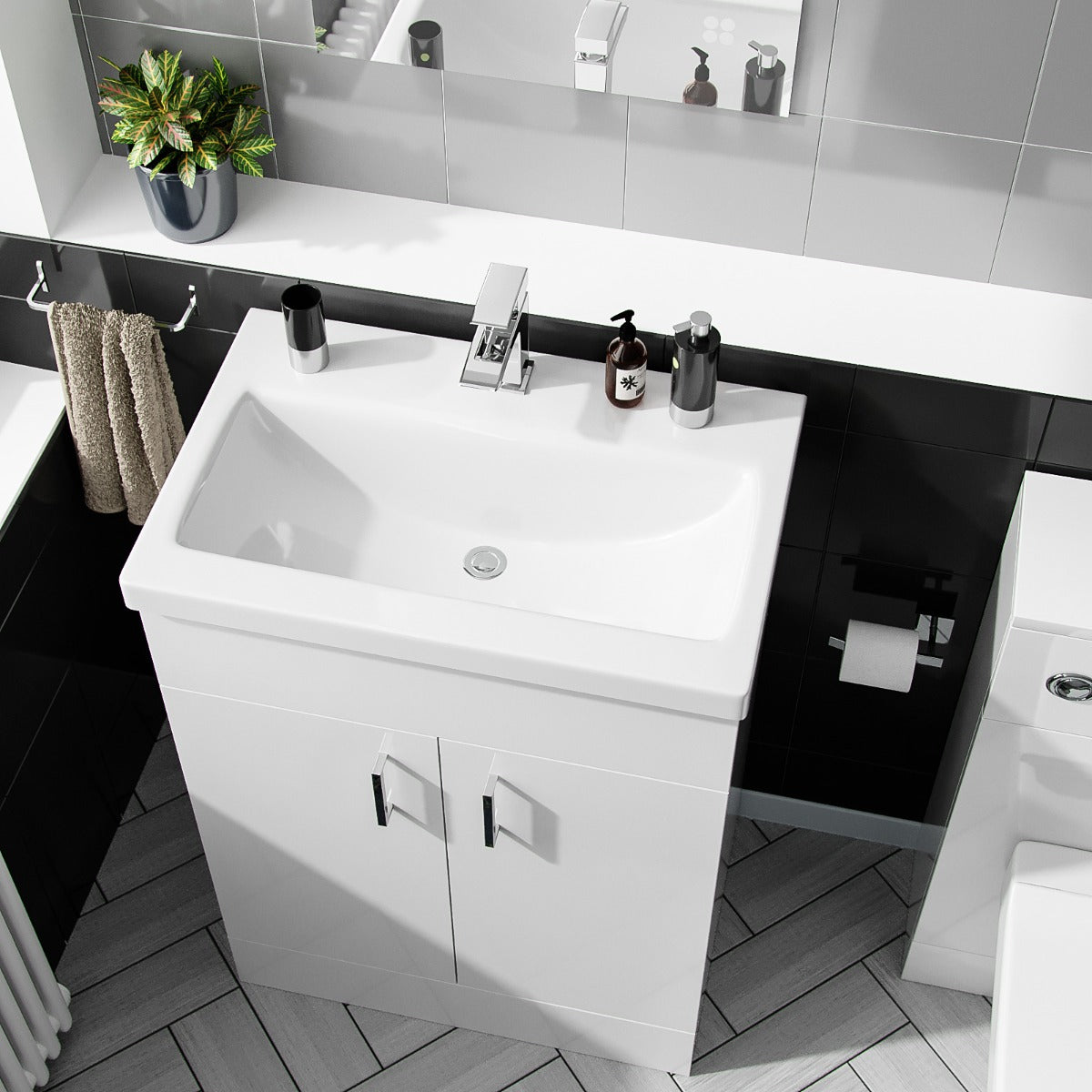 Nanuya 600 mm Basin Vanity Cabinet & Back To Wall WC Toilet Suite White