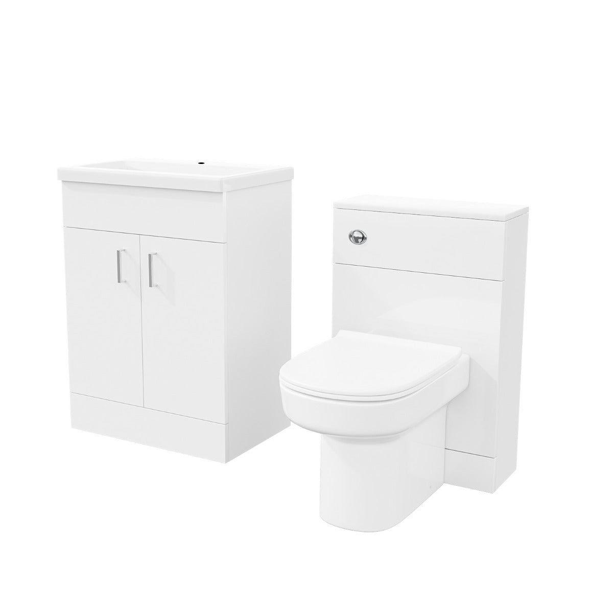 Nanuya 600 mm Basin Vanity Cabinet & Back To Wall WC Toilet Suite White