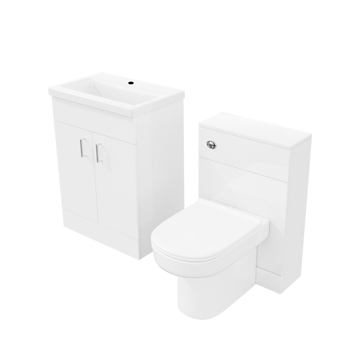 Nanuya 600 mm Basin Vanity Cabinet & Back To Wall WC Toilet Suite White