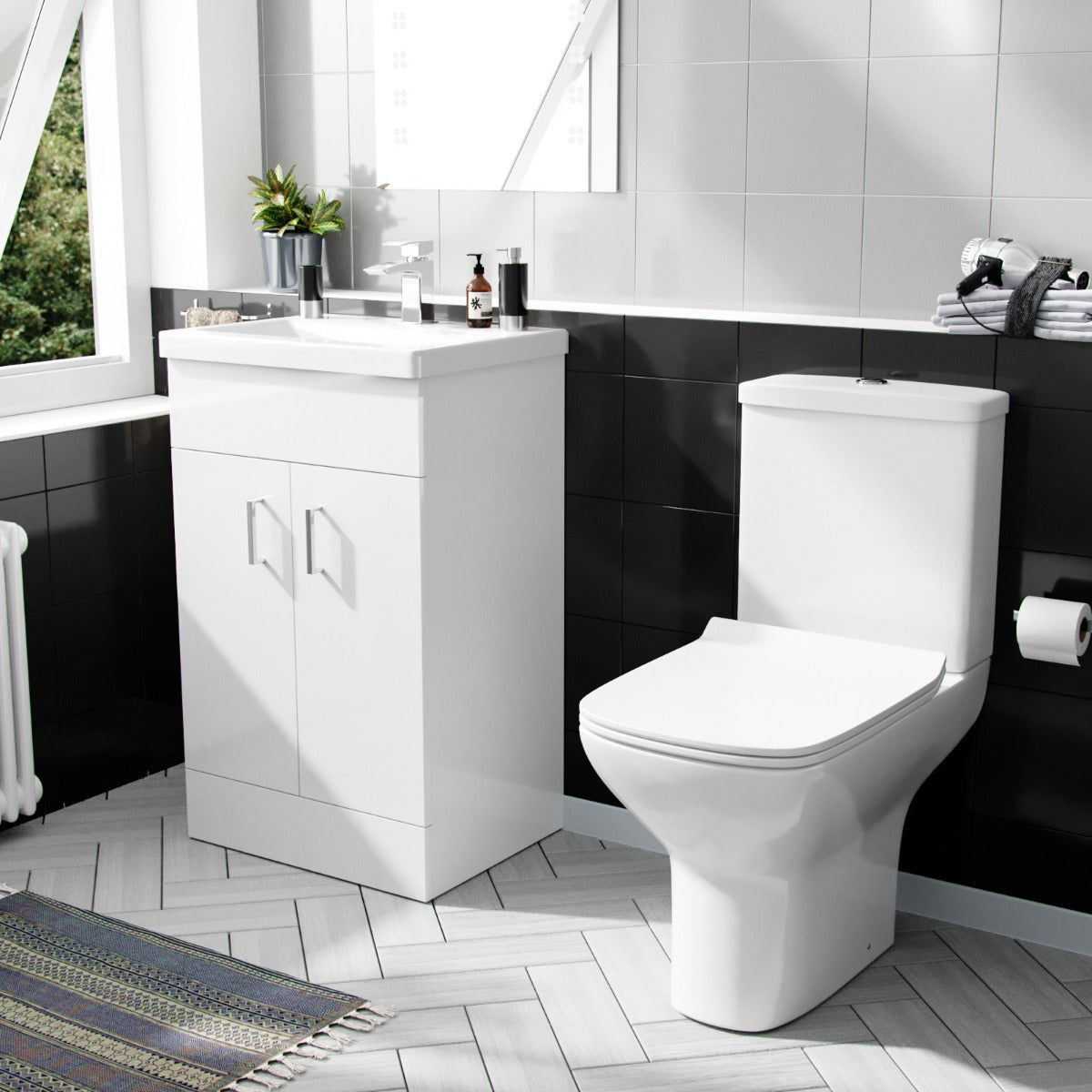 Nanuya 500mm Floorstanding Vanity Unit And Rimless Close Coupled Toilet White