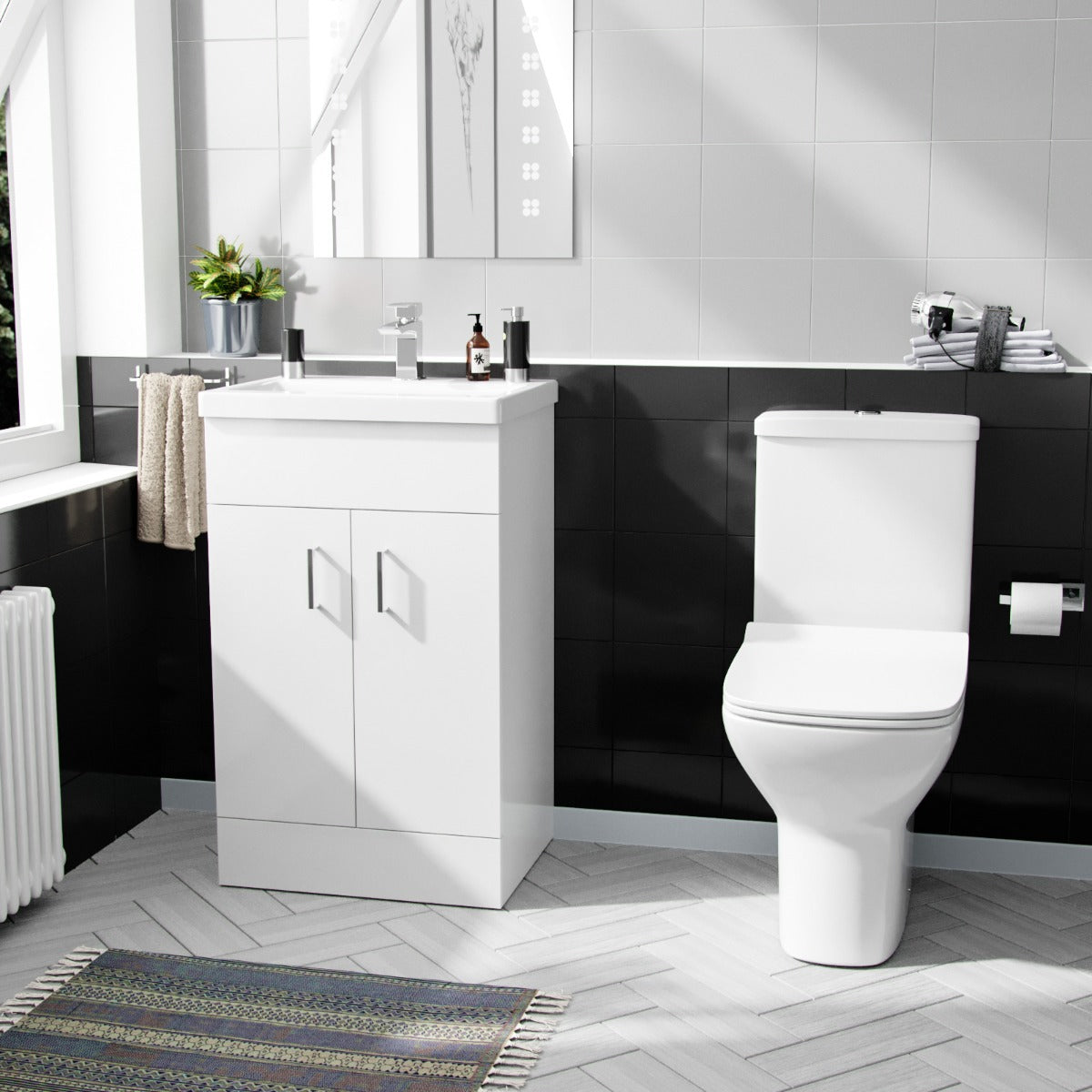 Nanuya 500mm Floorstanding Vanity Unit And Rimless Close Coupled Toilet White