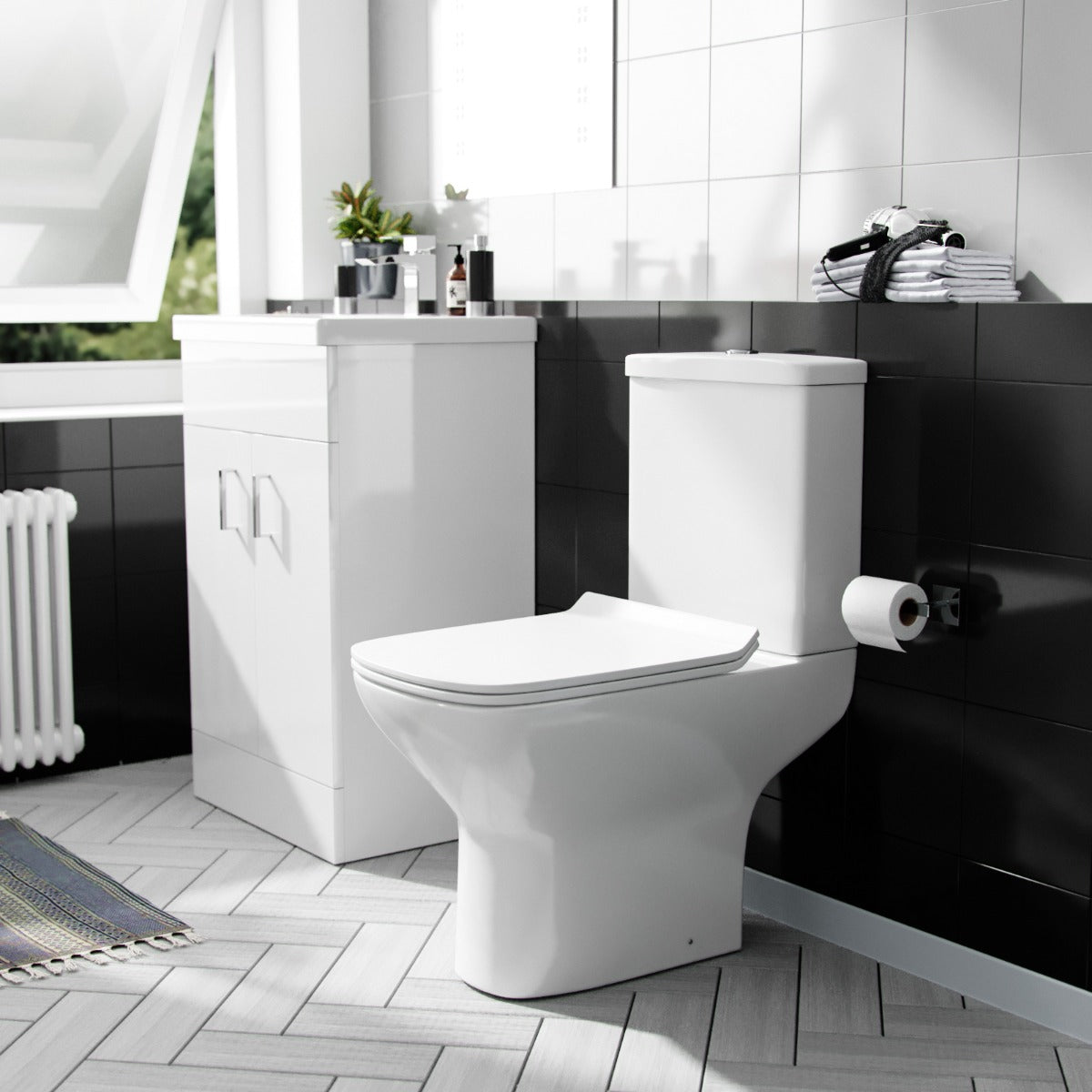 Nanuya 500mm Floorstanding Vanity Unit And Rimless Close Coupled Toilet White