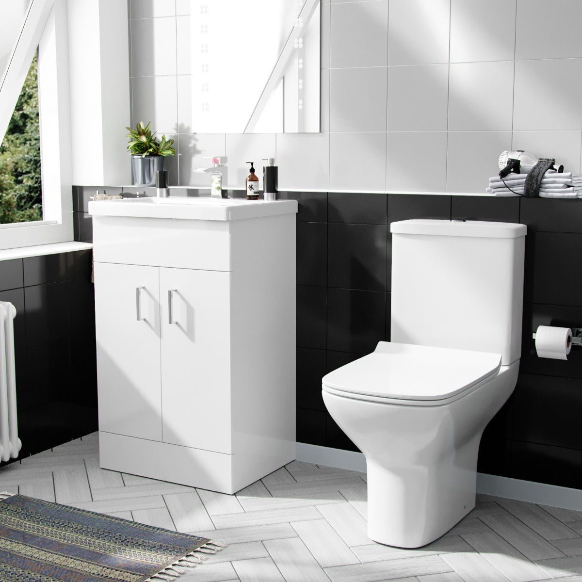 Nanuya 500mm Floorstanding Vanity Unit And Rimless Close Coupled Toilet White