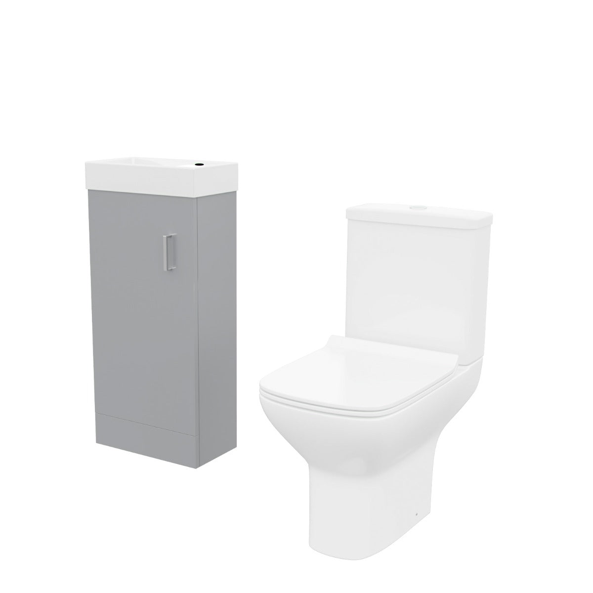 Nanuya 400mm Cloakroom Vanity Basin Unit & Rimless Close Coupled Toilet Grey