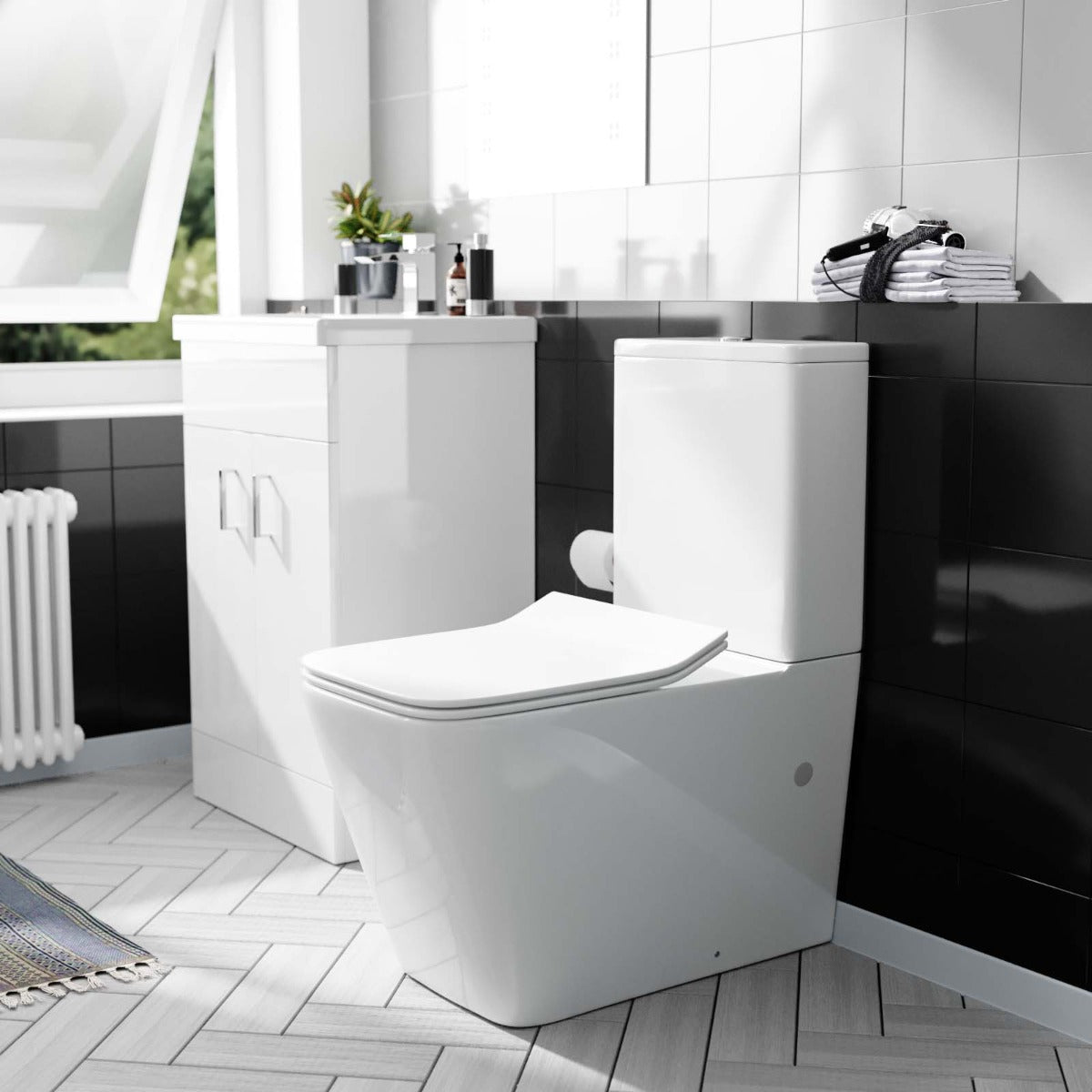 Nanuya 500mm Basin Vanity & Rimless Close Coupled Modern Toilet White