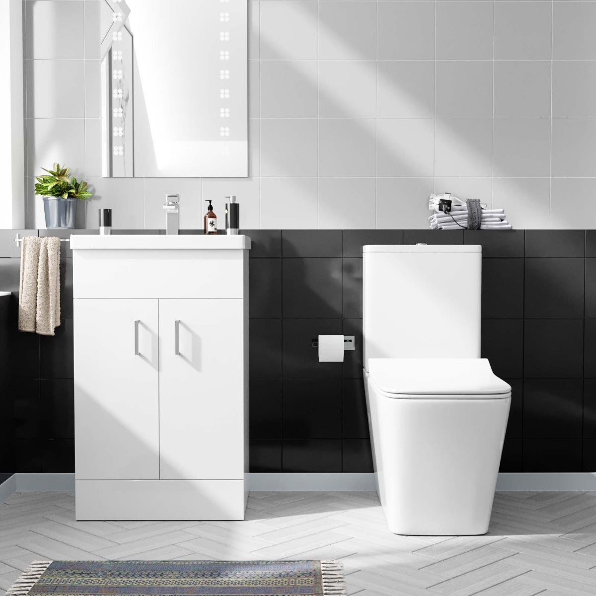 Nanuya 500mm Basin Vanity & Rimless Close Coupled Modern Toilet White