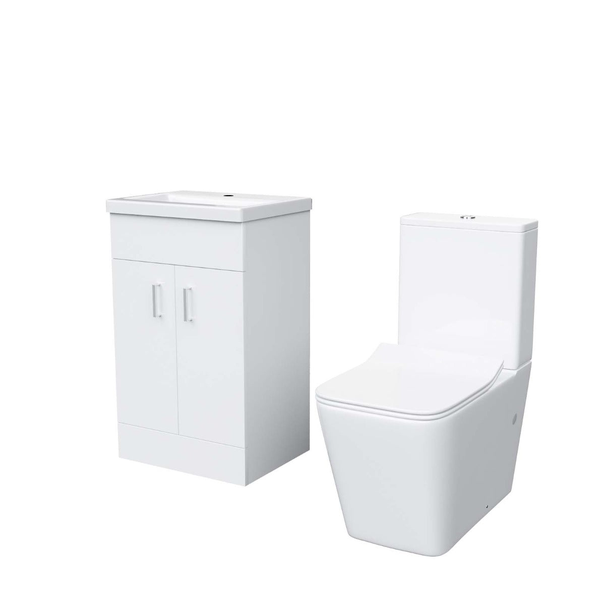 Nanuya 500mm Basin Vanity & Rimless Close Coupled Modern Toilet White