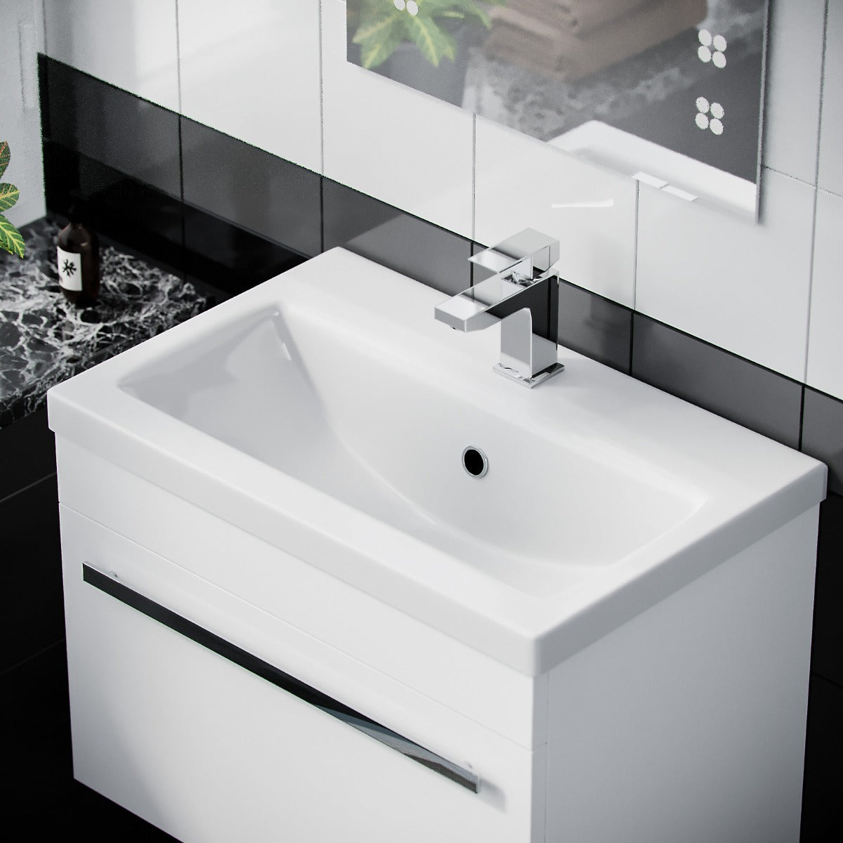 Nanuya 600mm Wall Hung 1 Drawer Vanity Basin Unit White