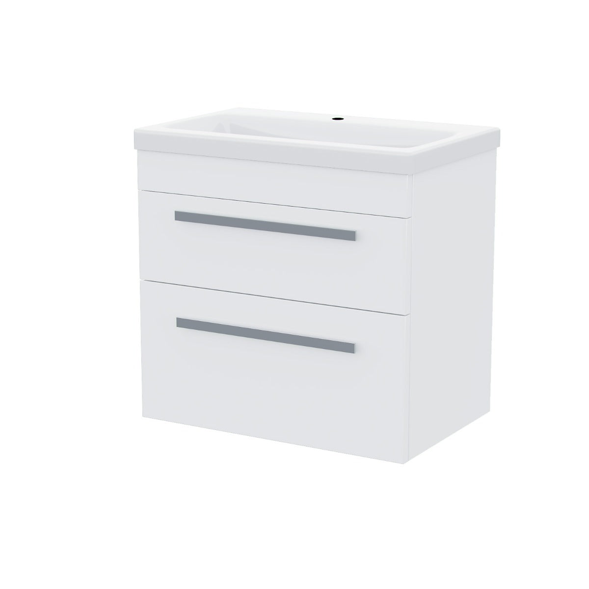 Nanuya Wall Hung 600mm 2 Drawer Vanity Cabinet and Basin Gloss White