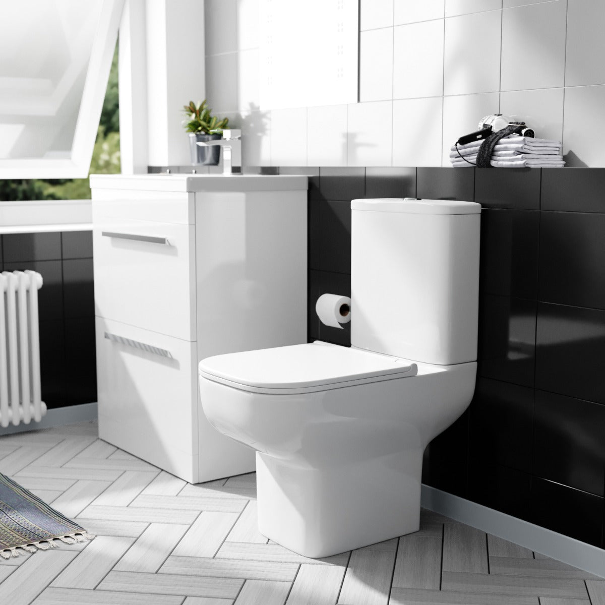 Nanuya 600mm 2 Drawer Vanity Basin Unit & Close Coupled Toilet White