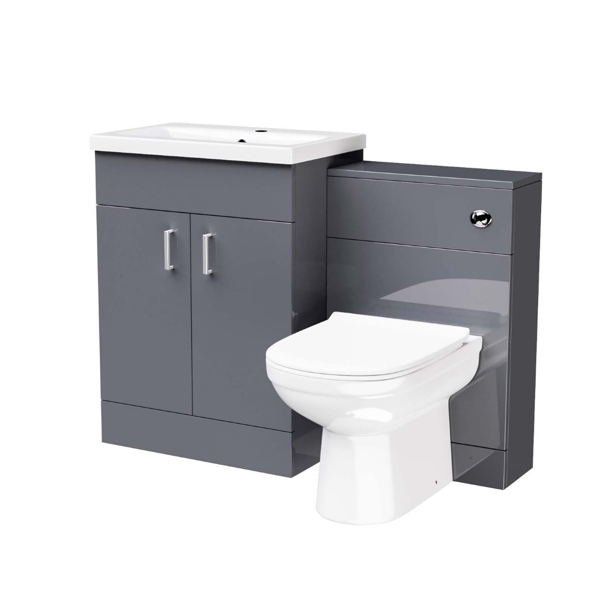 Nanuya 600mm Grey Vanity Basin, WC Unit & Elso Back to Wall