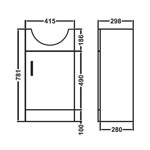 Ellen 450mm Floorstanding Vanity Basin Unit, Basin Mono Tap & Waste White