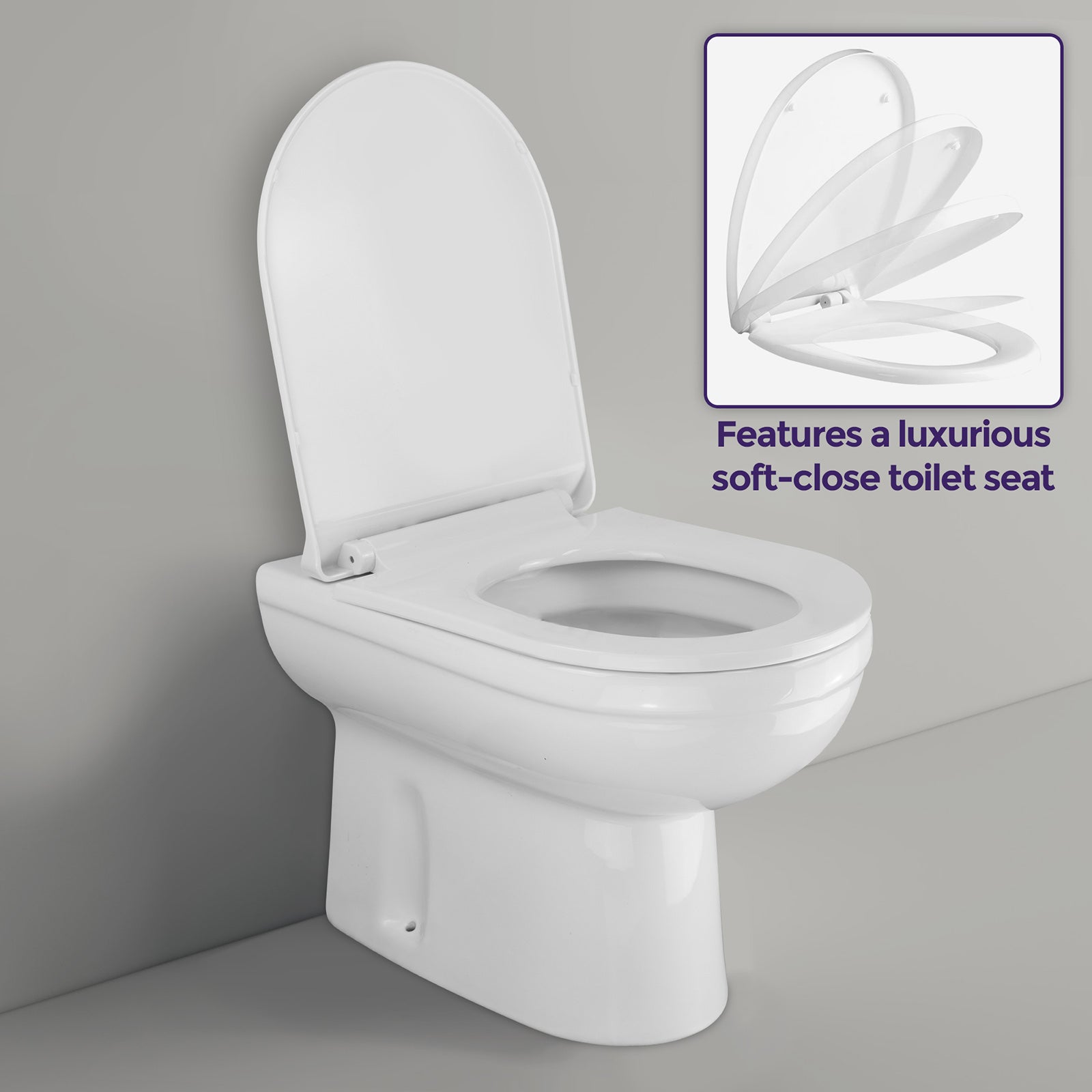 Ingersly Back To Wall Modern Toilet Pan & Soft Close Seat + Concealed Cistern