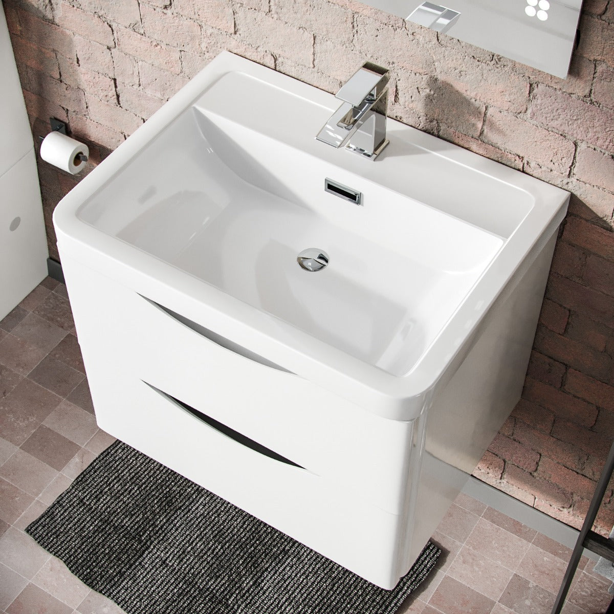 Merton 500mm Wall Hung Flat Pack Vanity Basin Unit & Close Coupled Toilet White