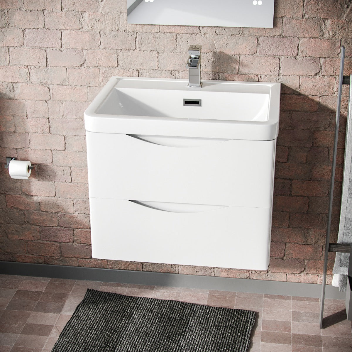 Merton 500mm Wall Hung Flat Pack Vanity Basin Unit & Close Coupled Toilet White