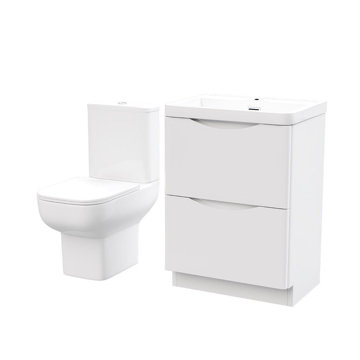 Merton 600mm 2 Drawer Vanity Basin Unit & Close Coupled Toilet White