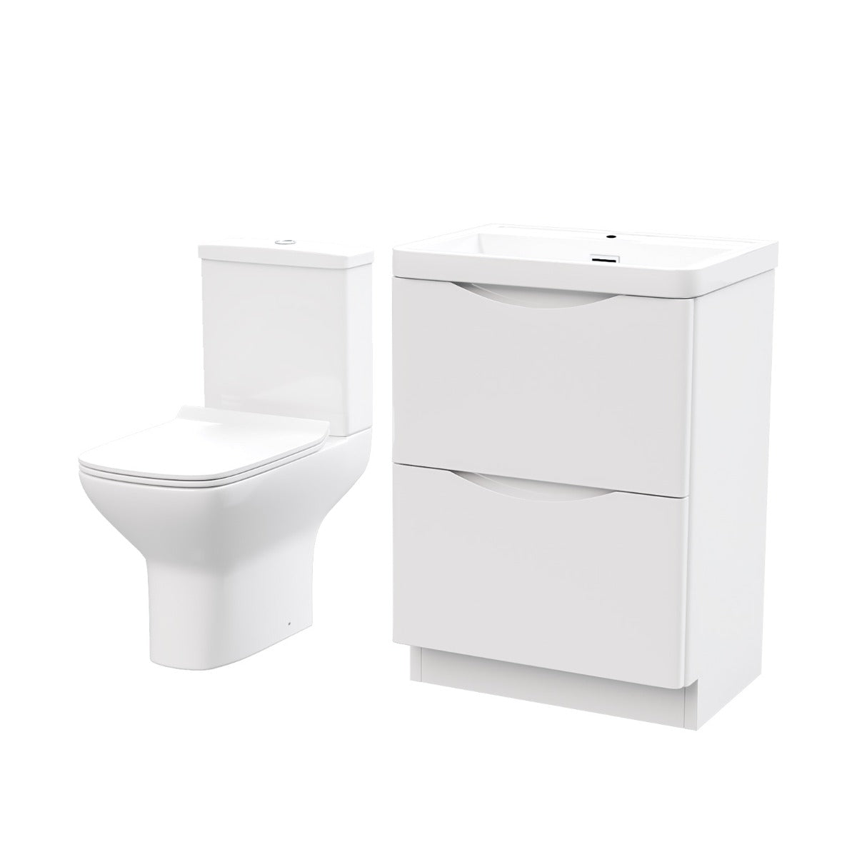 Merton 600mm Floorstanding Vanity Unit & Rimless Close Coupled Toilet White