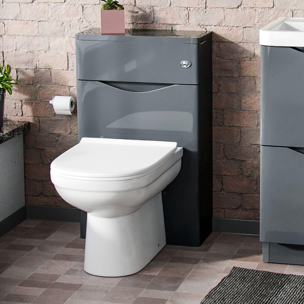 Merton Modern Back To Wall Toilet Pan and WC Unit Soft Close Seat Grey