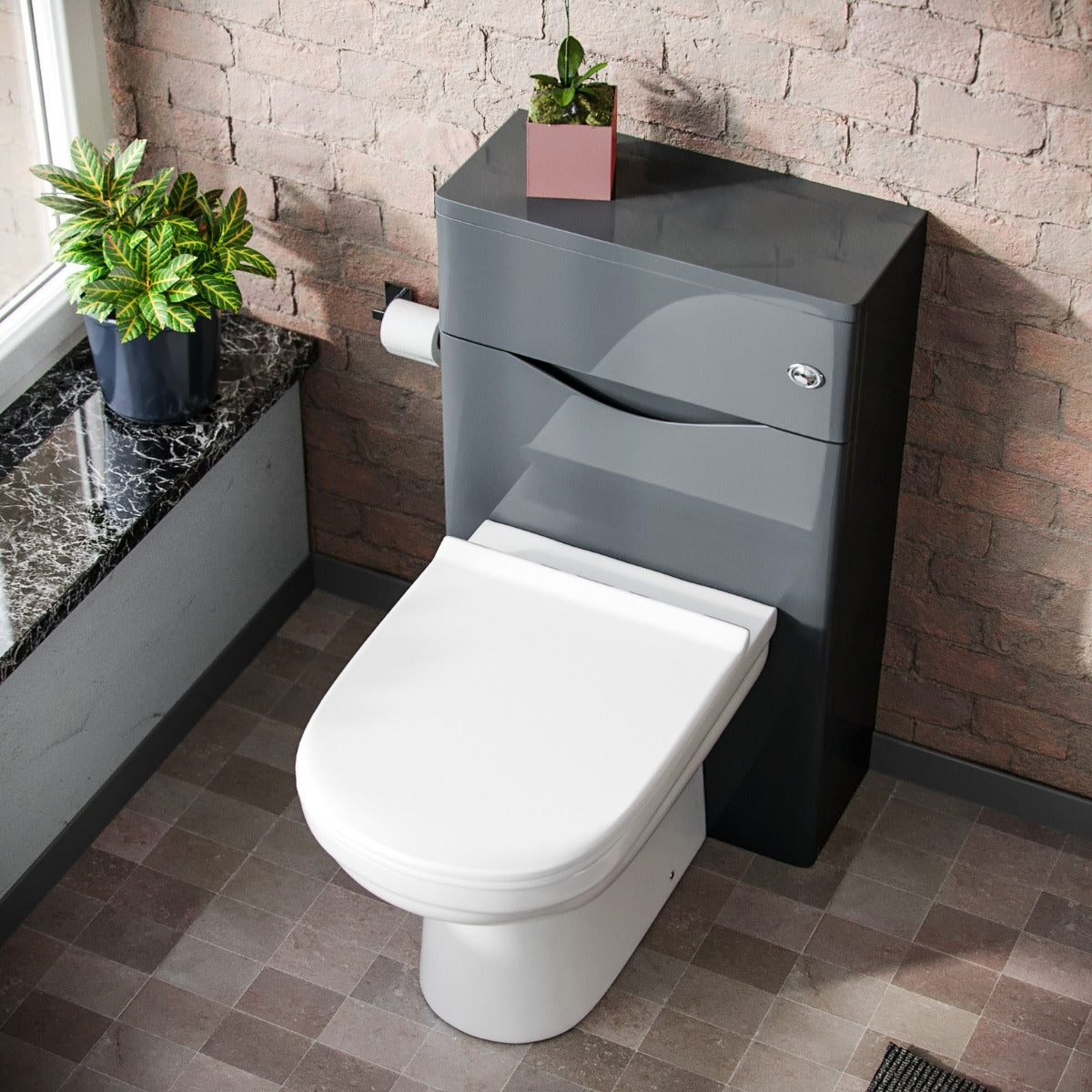 Merton Modern Back To Wall Toilet Pan and WC Unit Soft Close Seat Grey