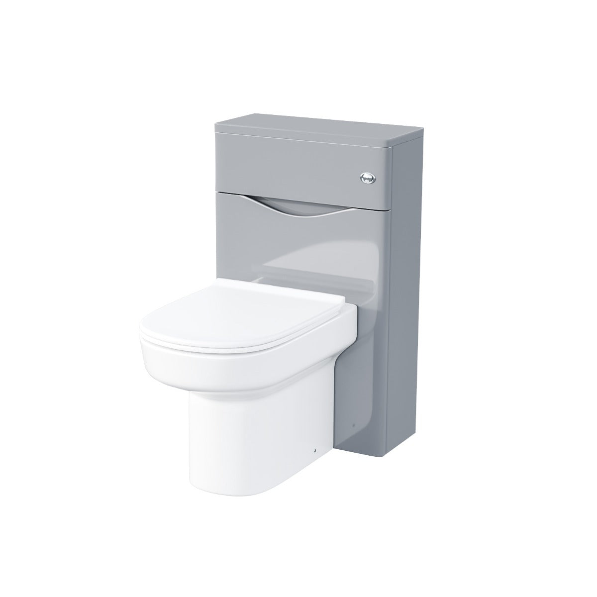 Merton 500mm 2 Drawer Vanity Basin Unit, WC Unit & Chem Back to Wall Toilet Steel Grey