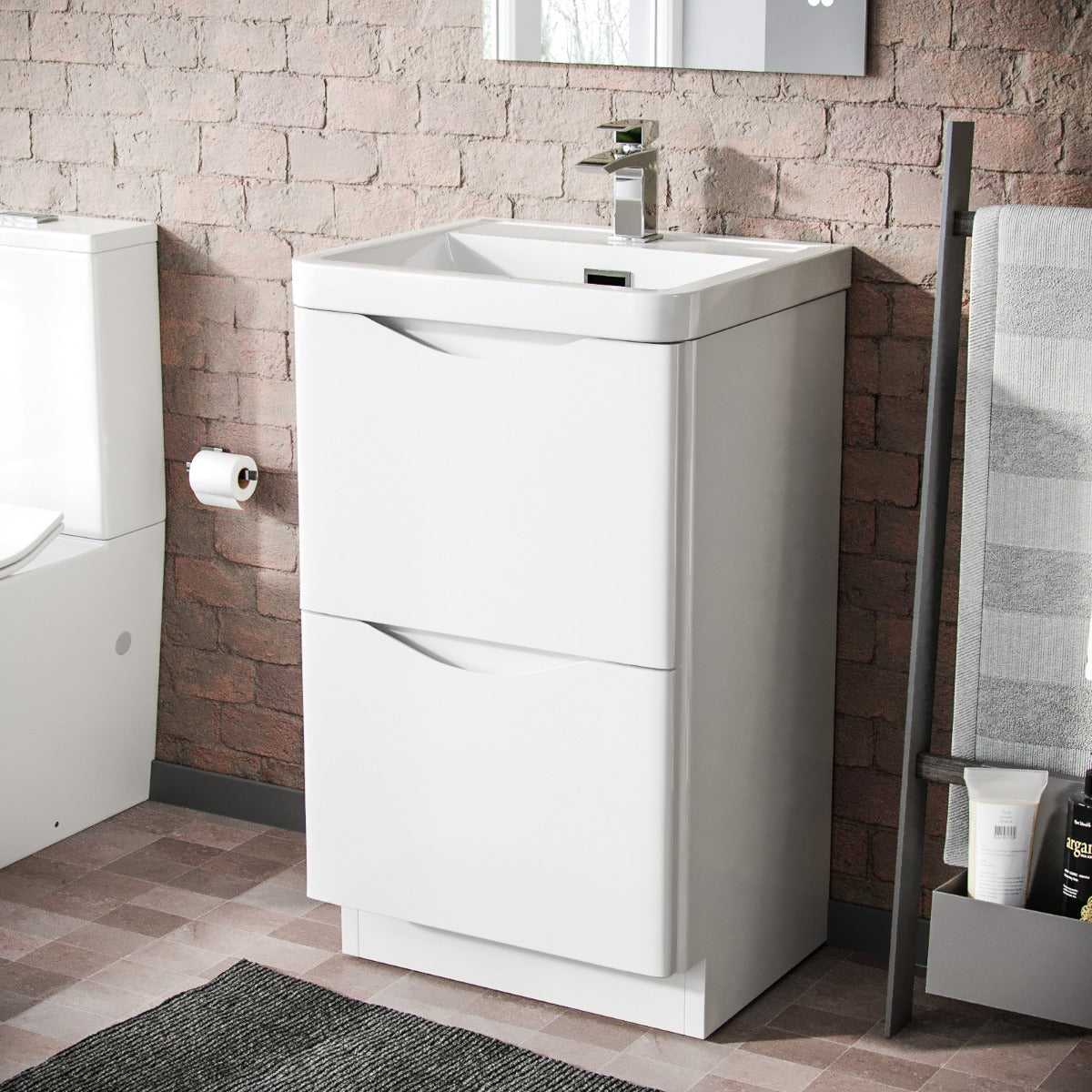 Merton 500mm Floorstanding Basin Vanity Unit White Flat Pack