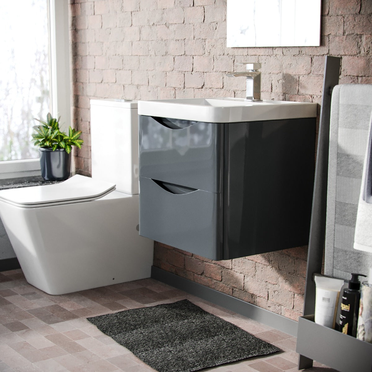 Merton 500mm Wall Hung Basin Vanity Unit Grey