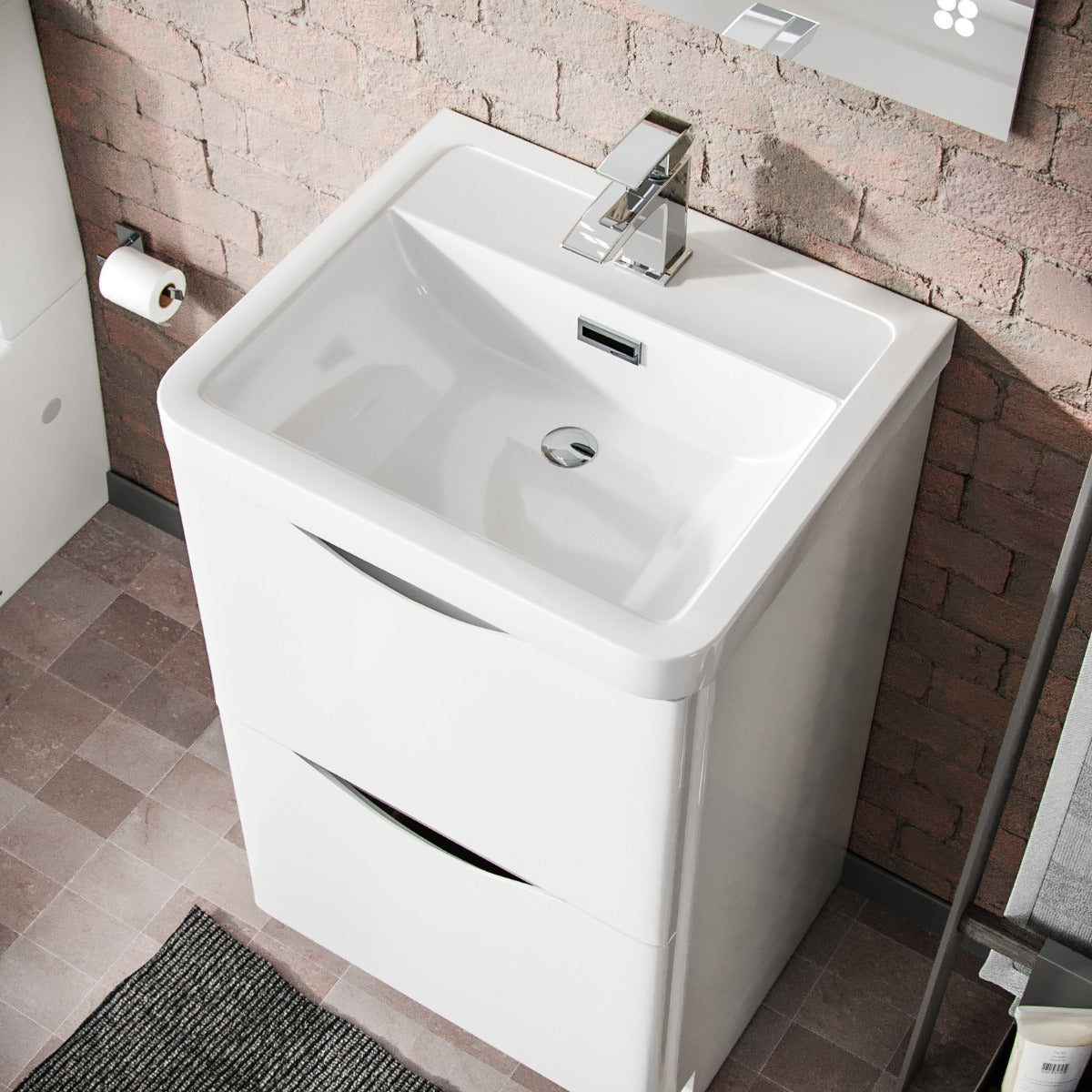 Merton 500mm Floorstanding Basin Vanity Unit White Flat Pack