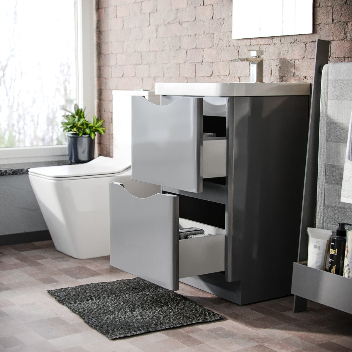 Merton 500mm Floorstanding Basin Vanity Unit  Grey