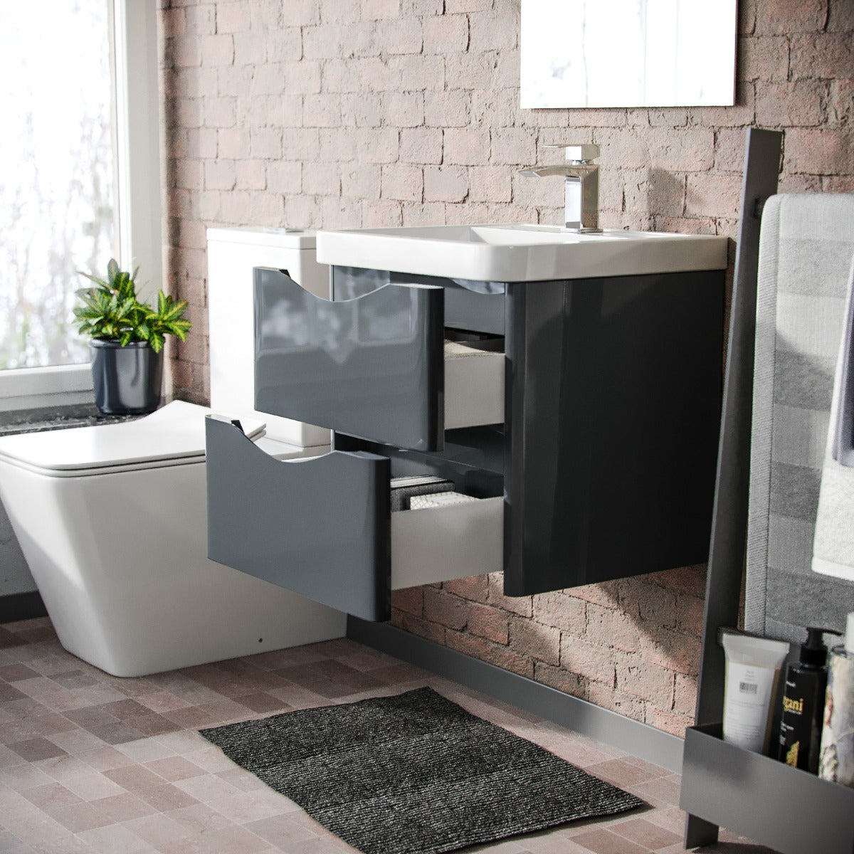 Merton 500mm Wall Hung Basin Vanity Unit Grey