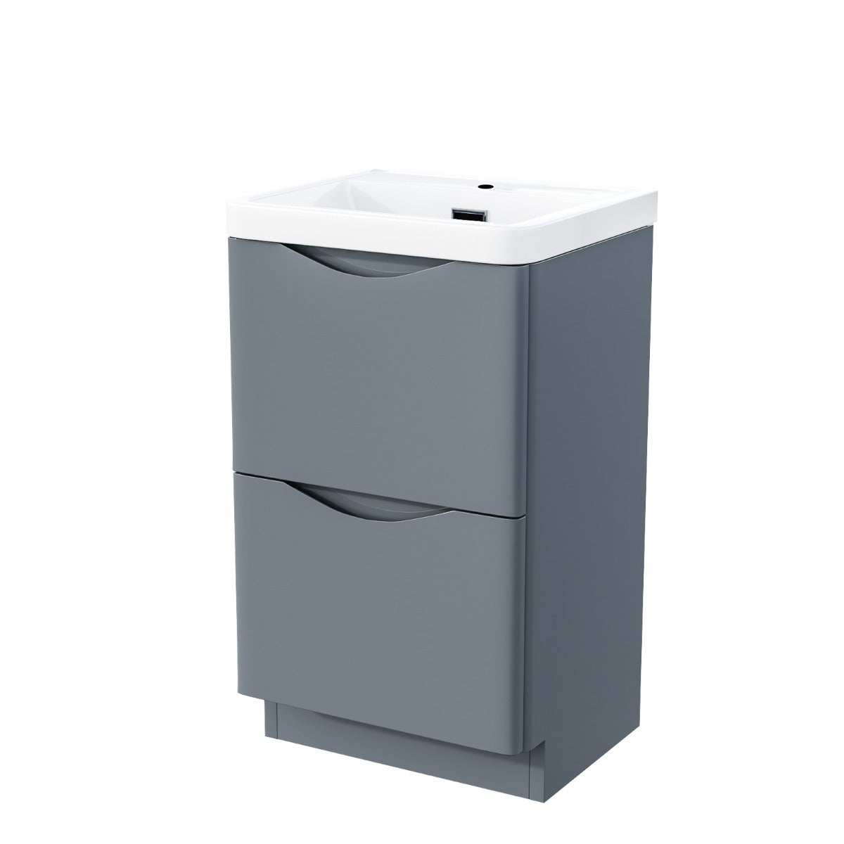 Merton 500mm 2 Drawer Vanity Basin Unit, WC Unit & Elso Back to Wall Toilet Grey