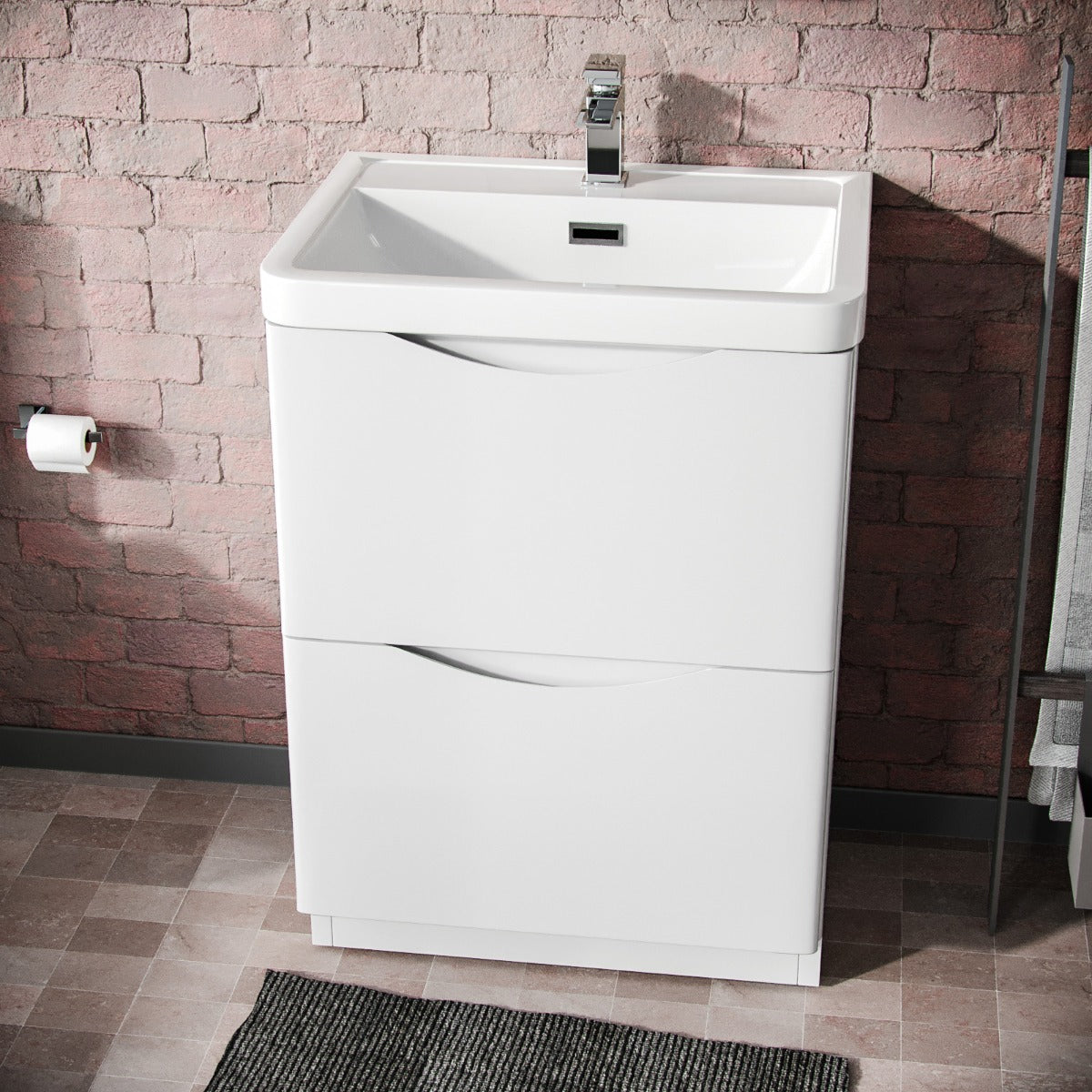 Merton 600mm Basin Vanity Unit & Rimless WC Close Coupled Toilet White