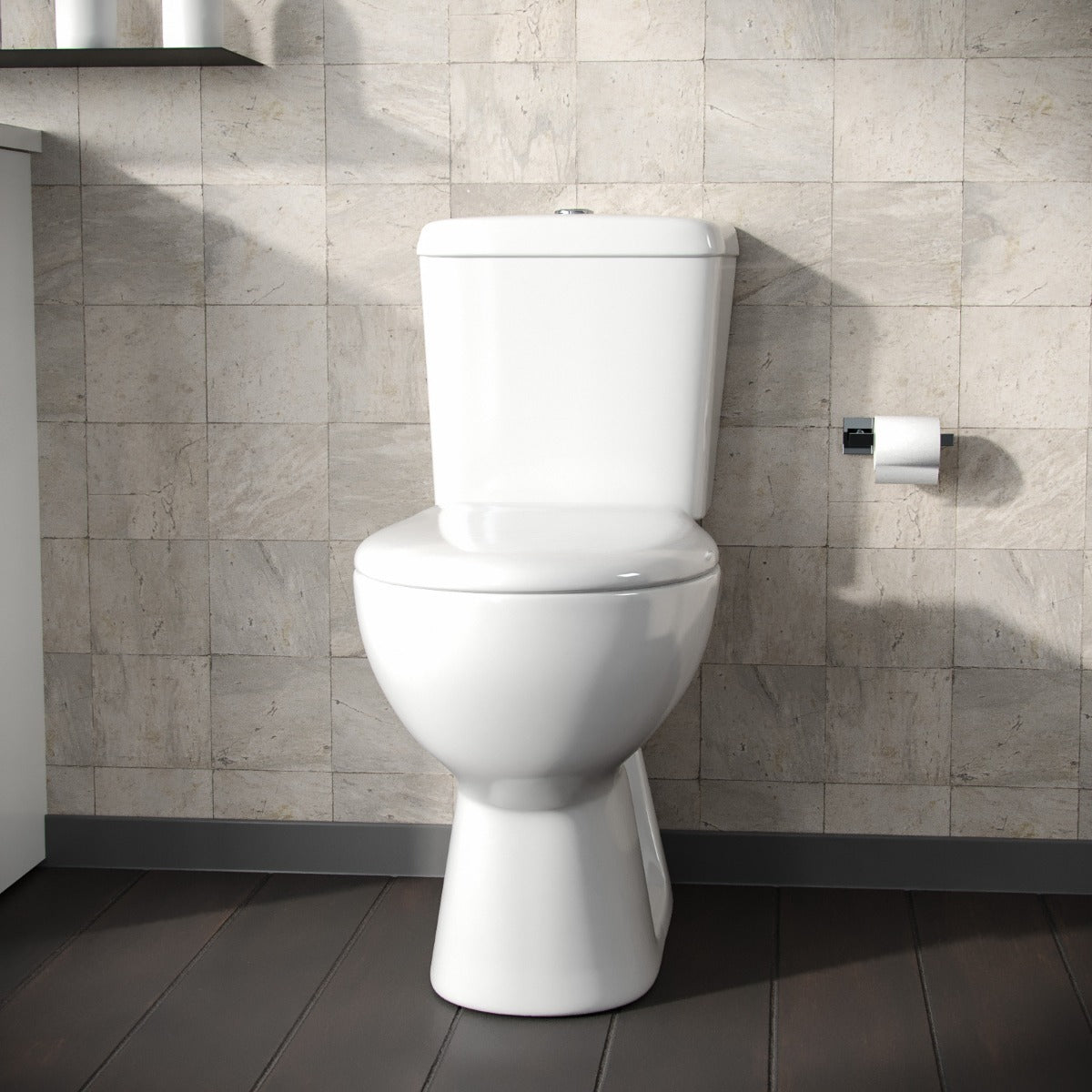 Close Coupled Round Toilet with Seat White