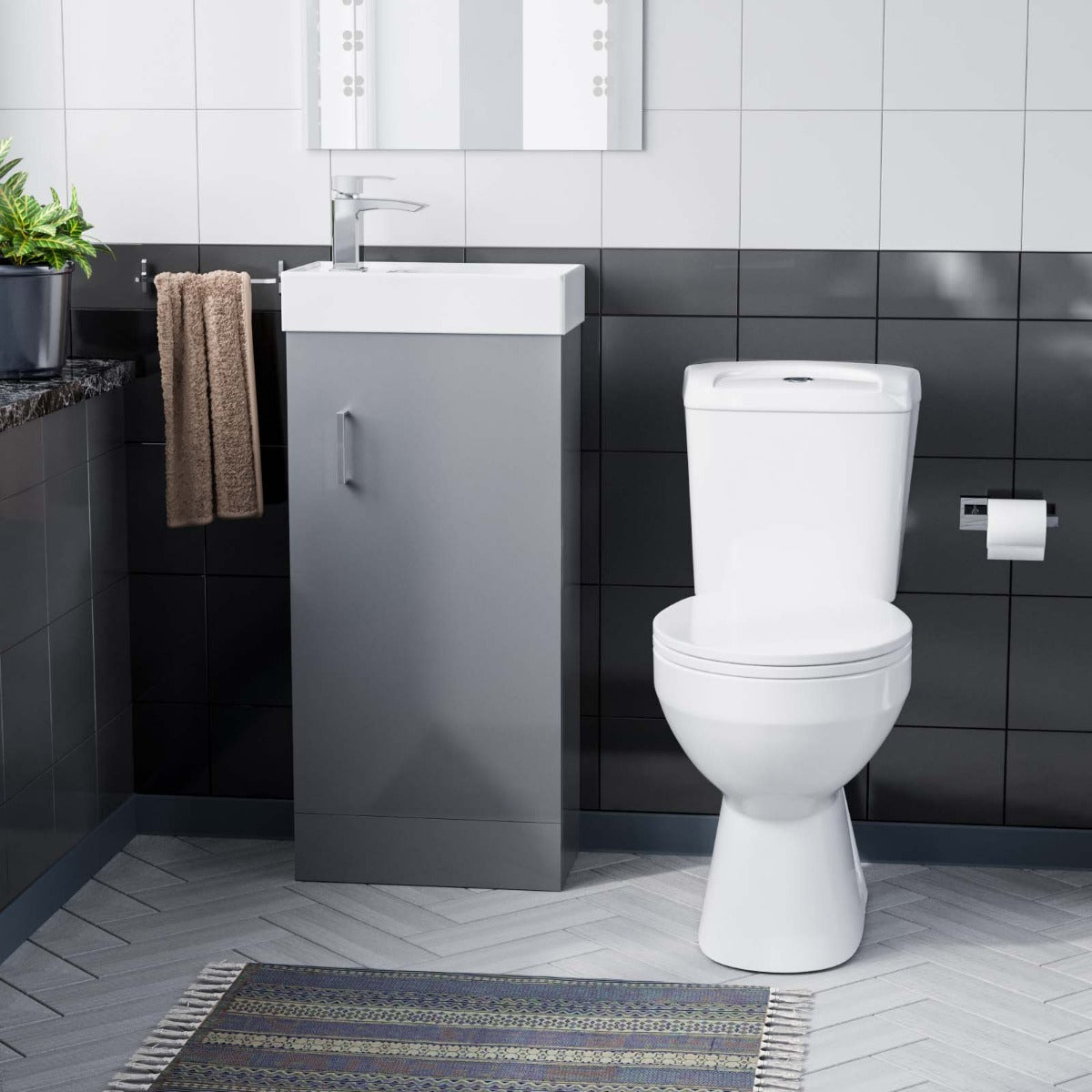 Nanuya 400mm Light Gray Vanity Unit and WC Toilet Pan