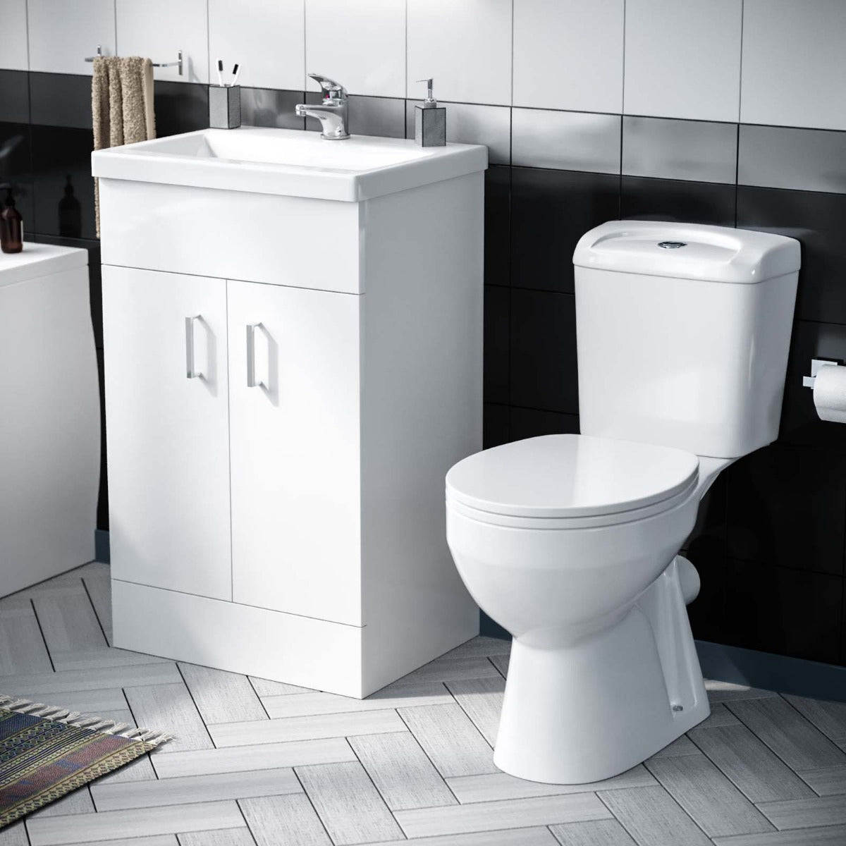 Nanuya 500mm Flat Pack Vanity & WC Toilet Pan