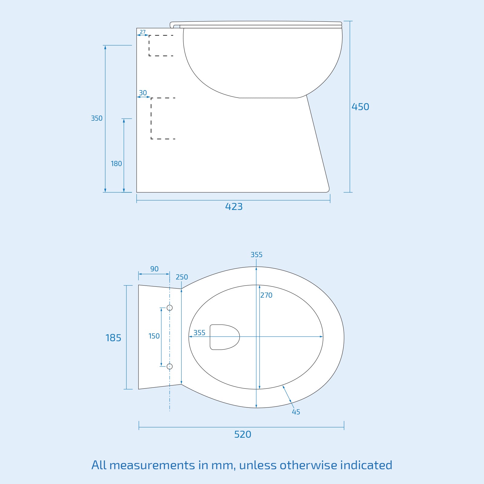 Telis Back To Wall Vitreous Ceramic Modern White Toilet Pan, luxuries Soft Close Seat