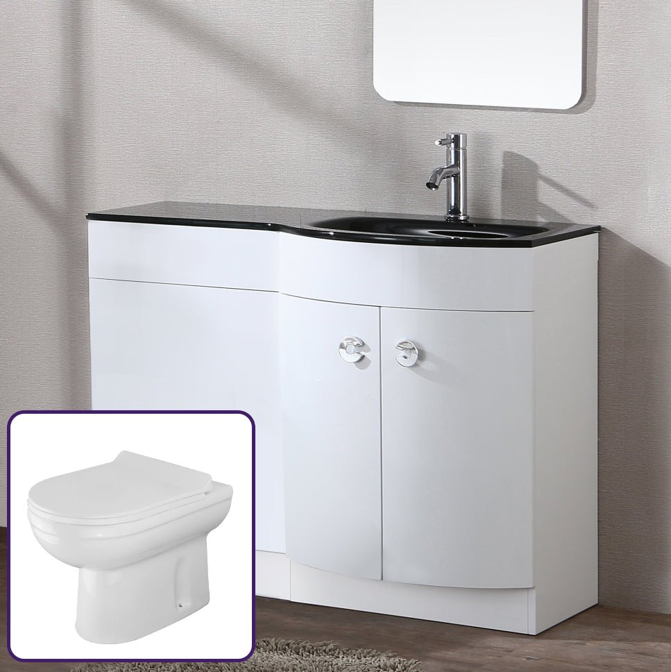 Dene RH 1100mm Vanity Basin Unit & Elso Back to Wall Toilet White