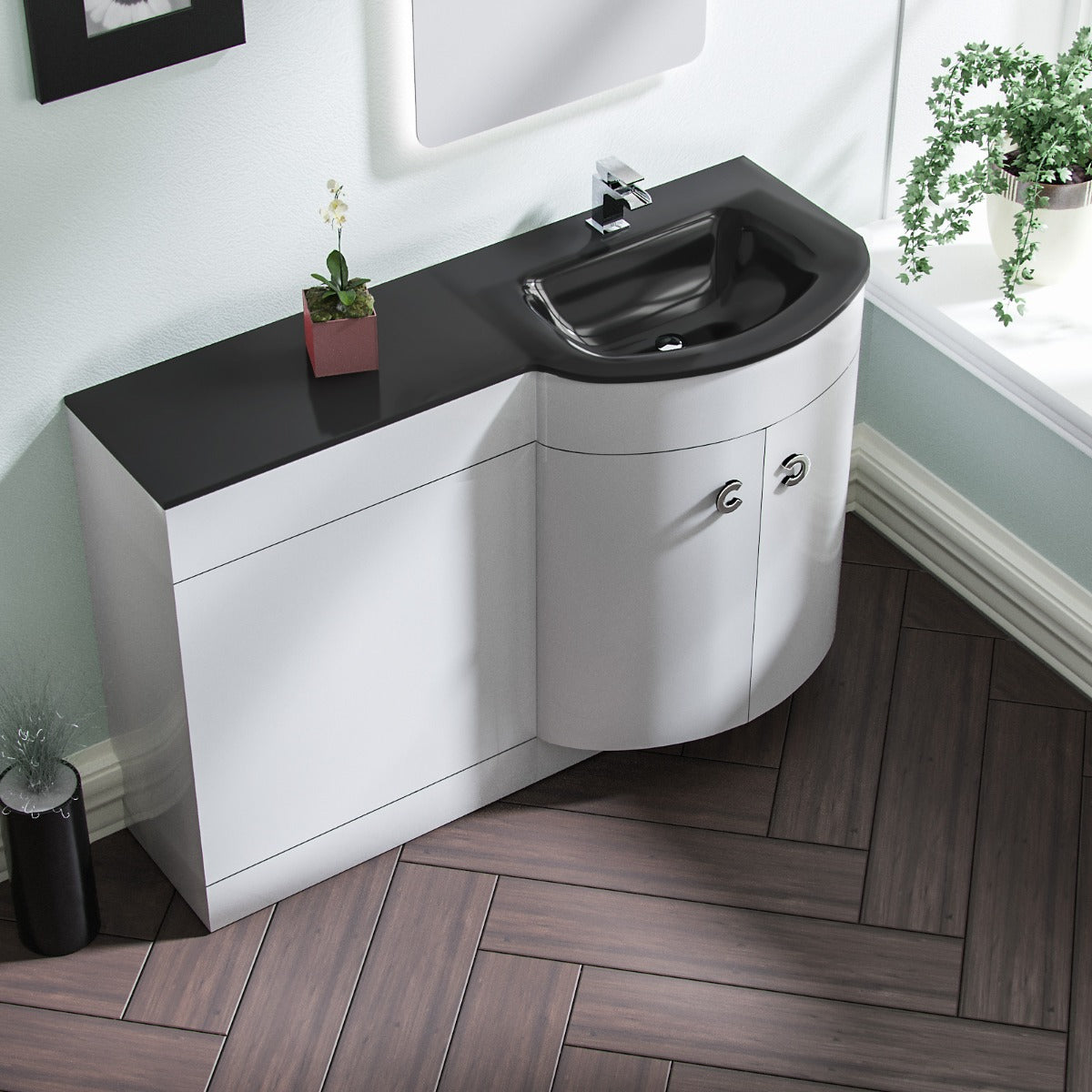 Dene RH 1100mm Vanity Basin Unit & Elso Back to Wall Toilet White