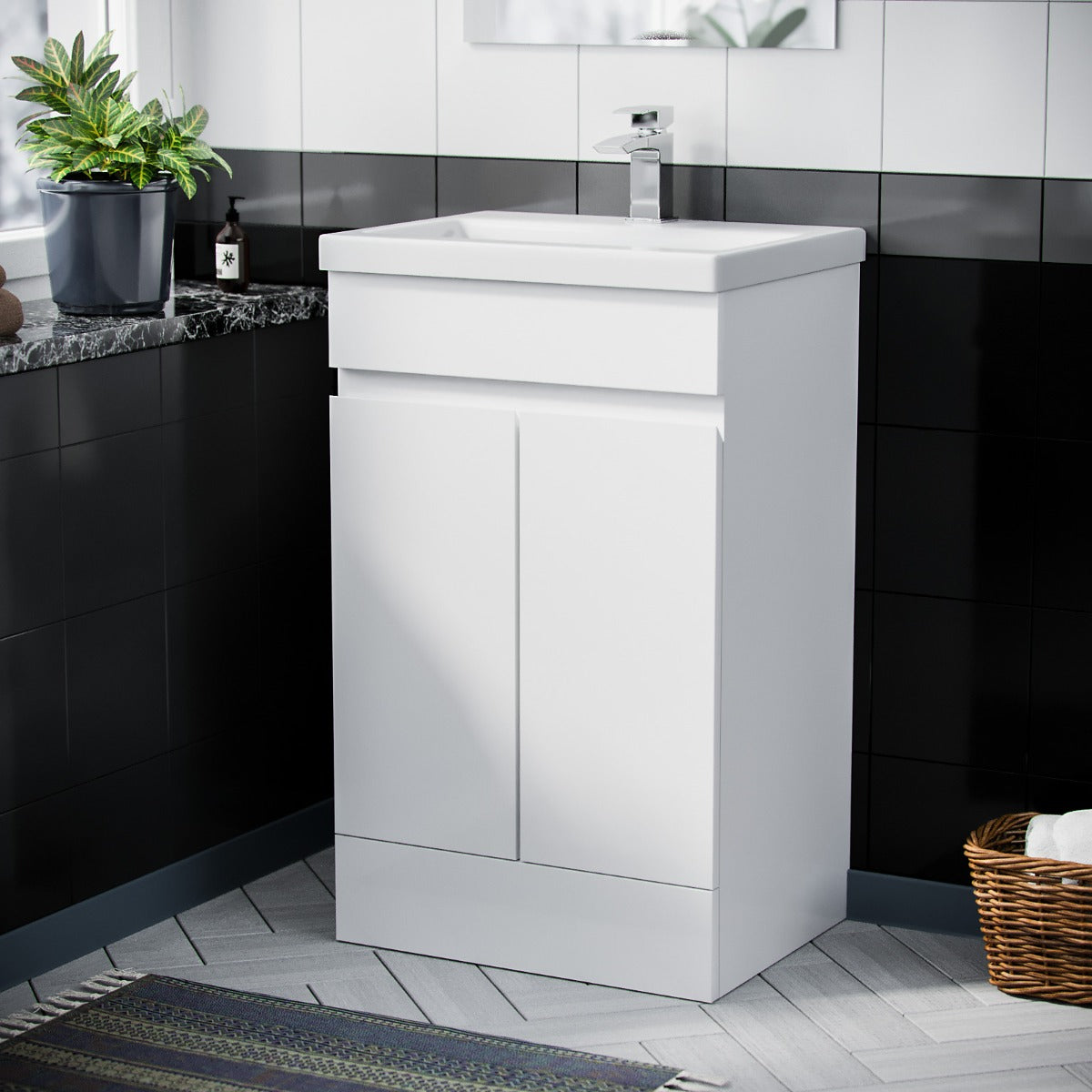 Alaska 500mm White Vanity Cabinet and Basin Sink Unit Bathroom Floor Standing