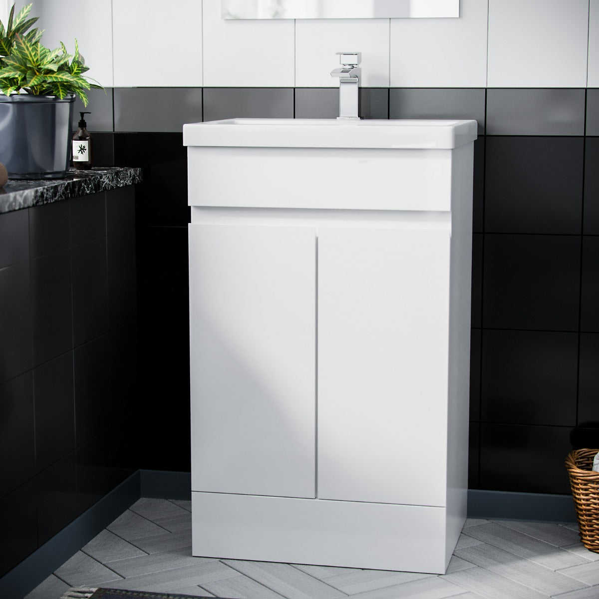 Alaska 500mm White Vanity Cabinet and Basin Sink Unit Bathroom Floor Standing