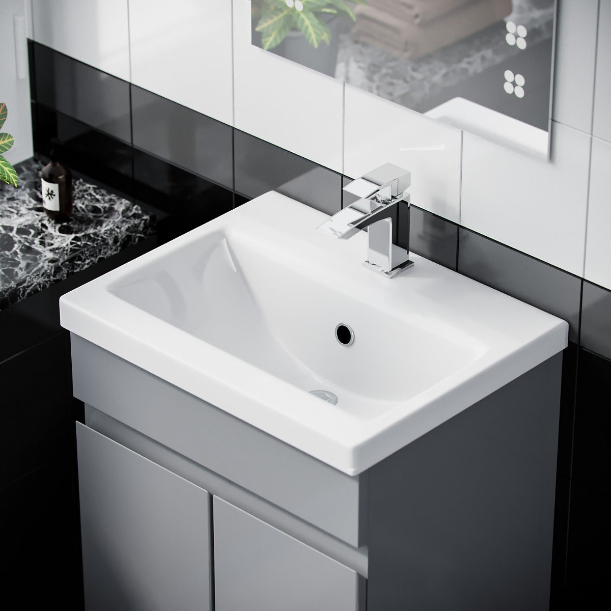 Alaska 500mm Floorstanding Vanity Basin Unit Grey