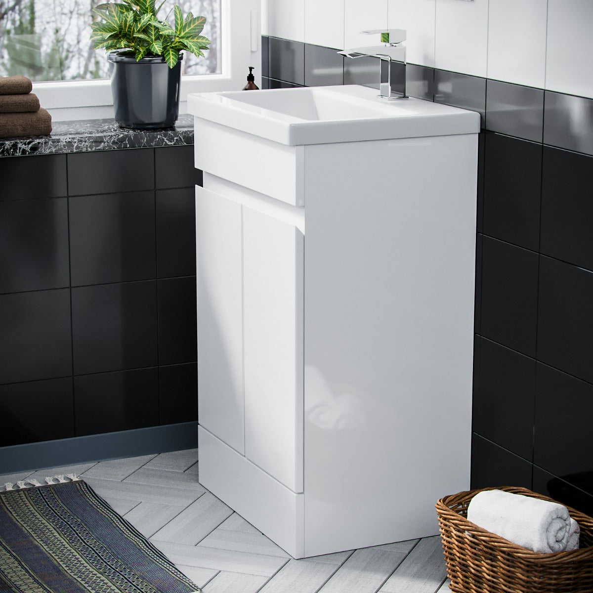 Alaska 500mm White Vanity Cabinet and Basin Sink Unit Bathroom Floor Standing