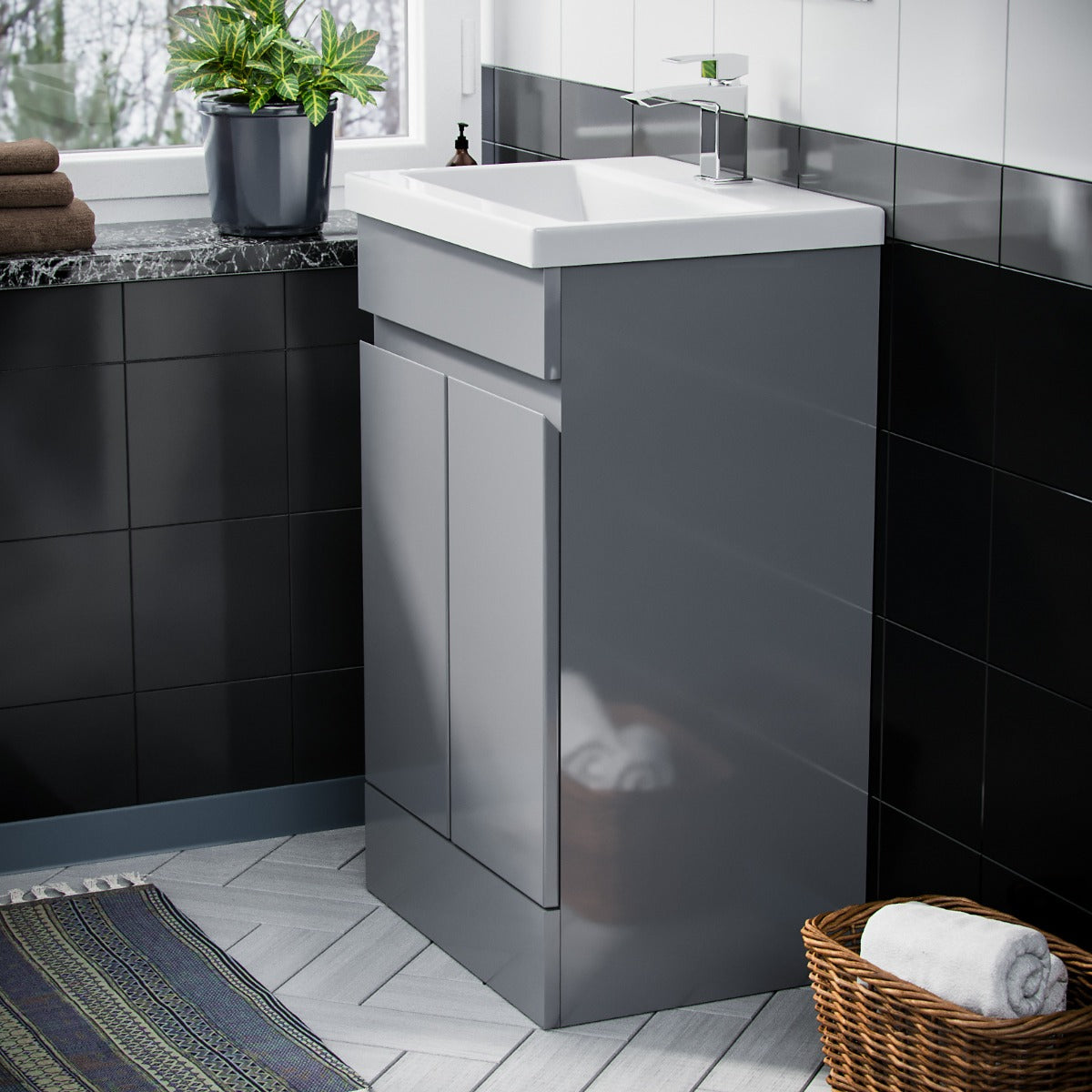 Alaska 500mm Floorstanding Vanity Basin Unit Grey