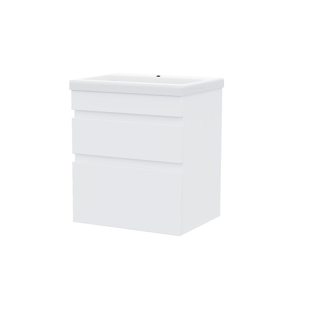 Alaska 500mm 2 Drawer White Wall Hung Vanity Cabinet and Basin Sink Unit