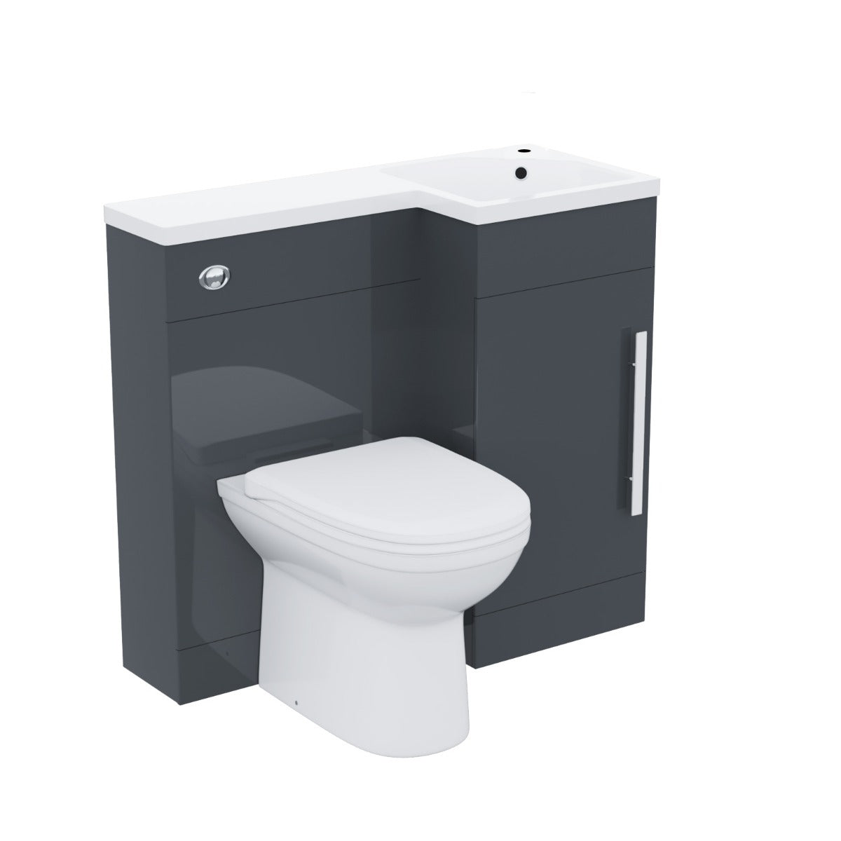 Jersey Flat Pack 900mm Vanity Basin Unit, WC Unit & Welbourne Back to Wall Toilet Grey