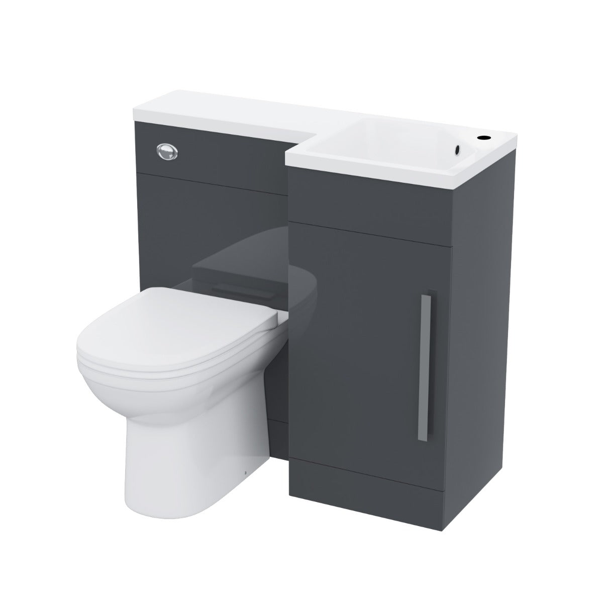 Jersey Flat Pack 900mm Vanity Basin Unit, WC Unit & Welbourne Back to Wall Toilet Grey