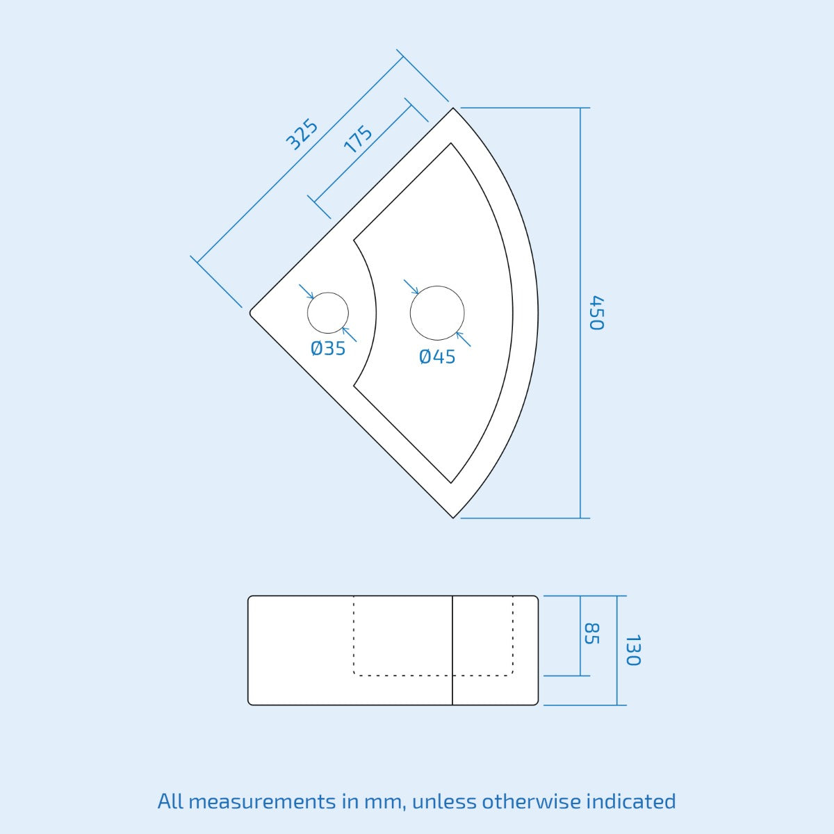 Cloakroom Quarter Circle Corner Basin & Rimless Close Coupled Toilet