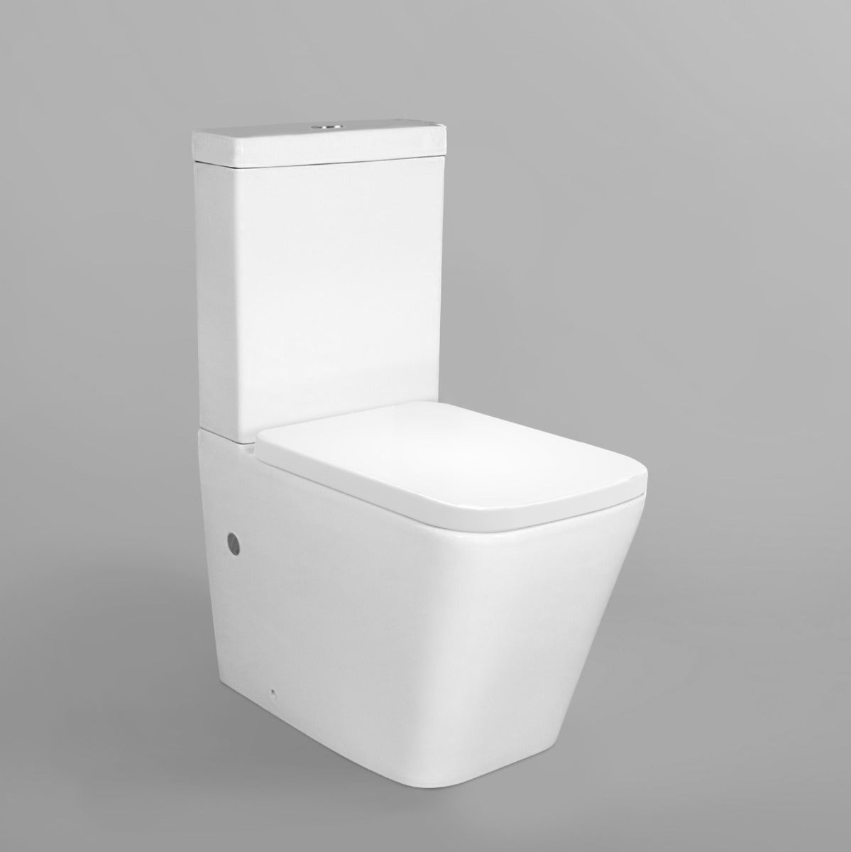 Square Rimless Close Coupled Toilet, Cistern And Soft Close Toilet Seat