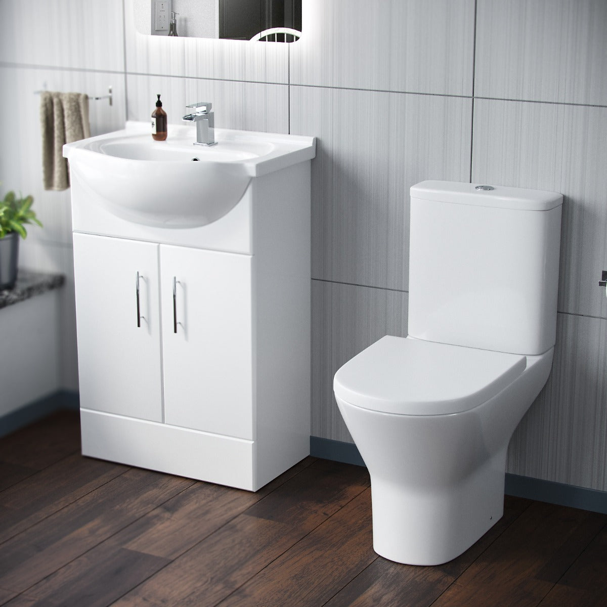 Ellen 550mm Floorstanding Basin Vanity Unit & Close Coupled Toilet White